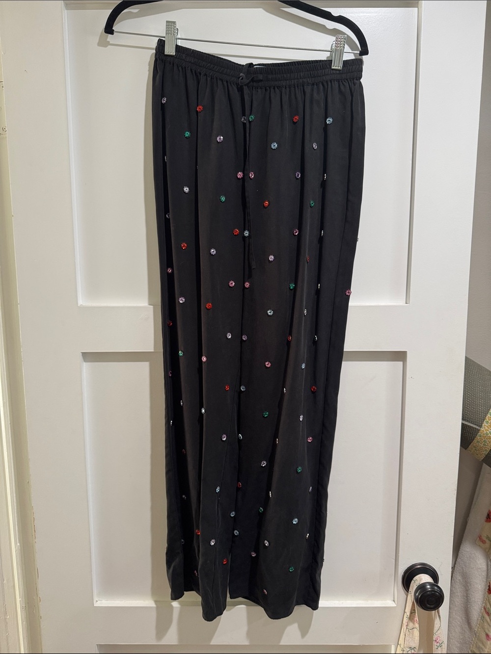 Hill House Black Maxi Skirt with Multicolor Sequin Dots